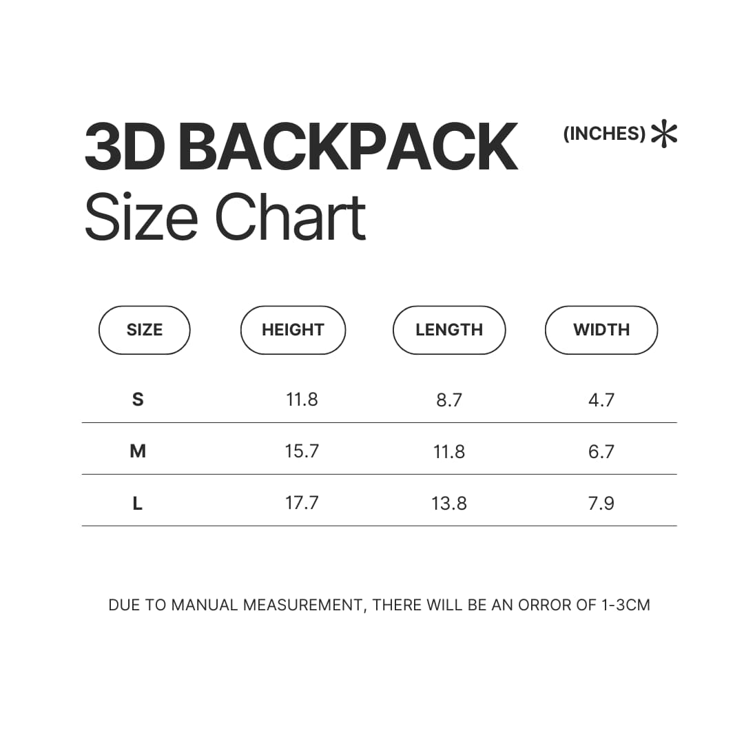 3D Backpack Size Chart - Genshin Impact AU Store