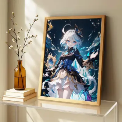 Blue Genshin Impact Furina Wall Art