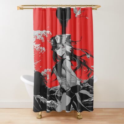 Hu Tao Great Wave Shower Curtain