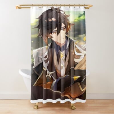 Genshin Impact Zhongli Shower Curtain