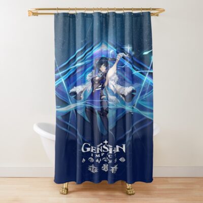 Yelan Hydro Character Genshin Impact Shower Curtain
