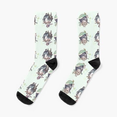 Genshin Impact Chibi Venti And Xiao Socks