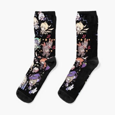 Genshin Impact Chibi Characters Assemble Socks