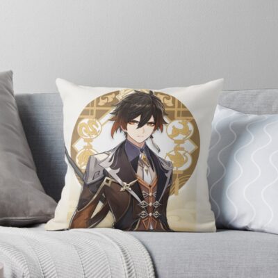 Zhongli Genshin Impact Throw Pillow